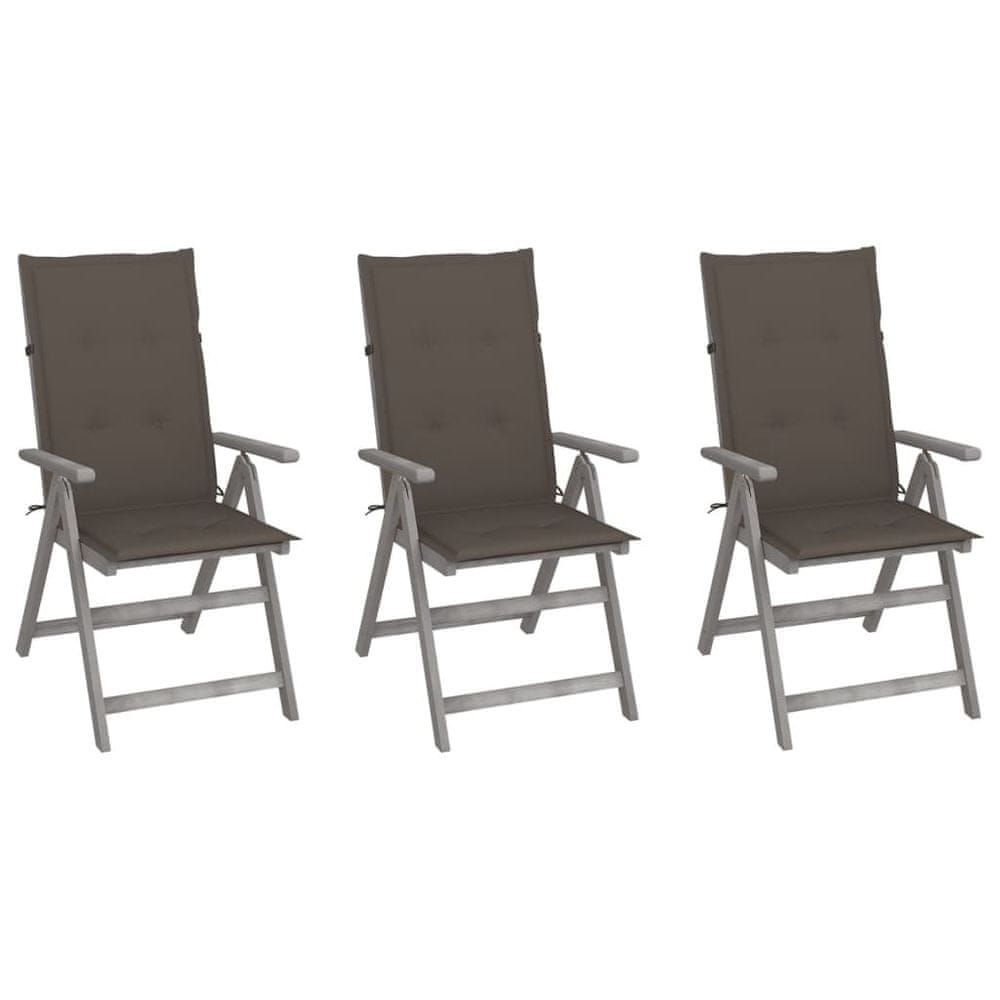 Petromila vidaXL Záhradné sklápacie stoličky 3 ks s podložkami akáciový masív